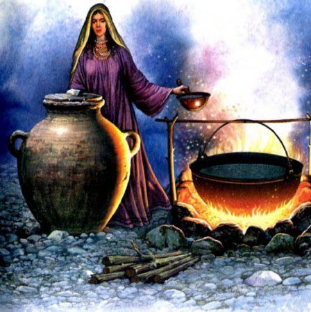 Смелая девушка взяла большой котёл и отнесла на середину двора