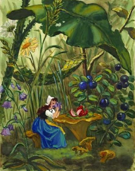 Дюймовочка одна-одинешенька в лесу