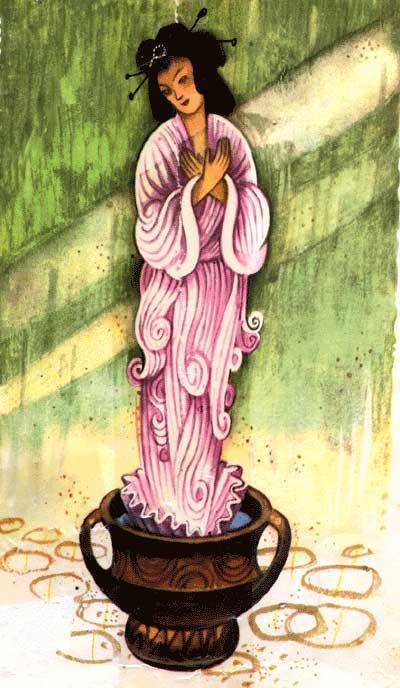 ракушка открылась и из нее выпрыгнула девушка