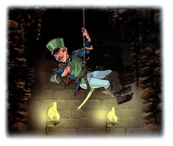 солдат спускается в дупло на веревке в самый низ